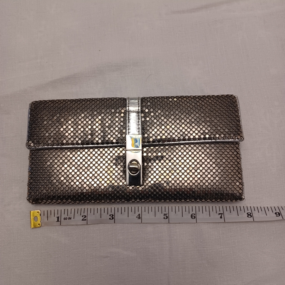 Vintage Whiting& Davis Silver Metal Mesh Clutch Wallet Purse - Picture 4 of 6
